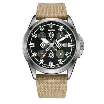 Awarder Embroidery Silver-Army Green Khaki Automatic 10ATM 1202-0030 фото