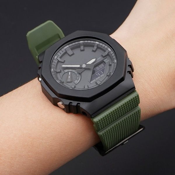 Ремінець для Casio G-Shock GM-2100 GA2100/2110 Army Green Silver 1051-0847 фото