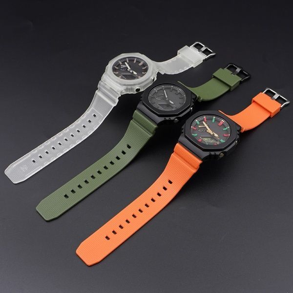 Ремінець для Casio G-Shock GM-2100 GA2100/2110 Army Green Silver 1051-0847 фото
