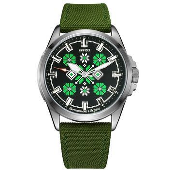 Awarder Embroidery Silver-Green Green Battery 10ATM 1202-0015 фото