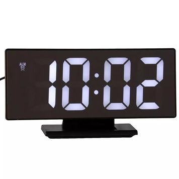 Електронний настільний дзеркальний LED-годинник DS-3618L білий підсвітка 6DS/3618BL фото