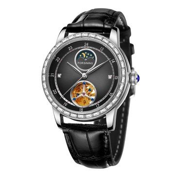 Чоловічий механічний годинник Forsining 8257 Silver Black 1059-0218 фото