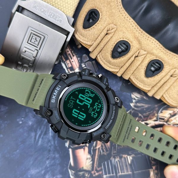 Skmei 1356AG Army Green + Compass 1080-0904 фото