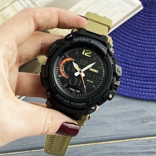 Skmei 1343 Black-Khaki Wristband 1080-0084 фото