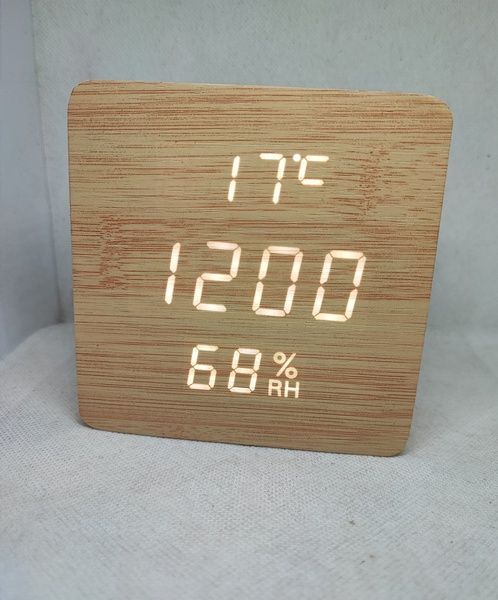 Электронные часы LED Wooden Clock VST-872S Бежевий тепло білого коліру 6VST/872S фото