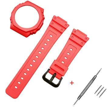 Ремінець + безель (рант) для Casio G-Shock GA-2100/GA-2110 Red Black 1051-0815 фото