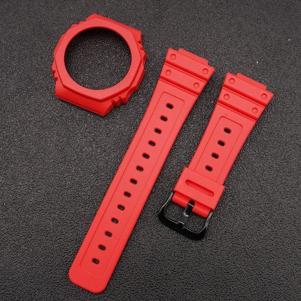 Ремінець + безель (рант) для Casio G-Shock GA-2100/GA-2110 Red Black 1051-0815 фото