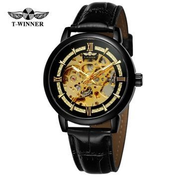 Forsining 8173 All Black-Gold Leather 1059-0220 фото