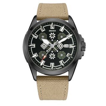 Awarder Embroidery Black-Army Green Khaki Automatic 10ATM 1202-0036 фото