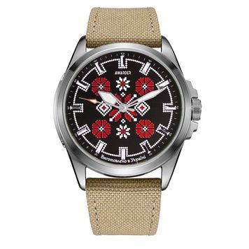 Awarder Embroidery Silver-Red Khaki Battery 10ATM 1202-0025 фото