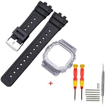 Ремінець + безель (рант) для Casio G-Shock GMW-B5000 Black Transp SI 1051-0922 фото