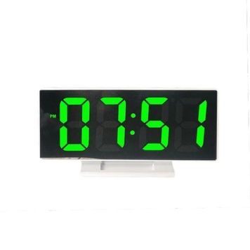 Електронний настільний дзеркальний LED-годинник DS-3618L зелений підсвітка 6DS/3618LG фото