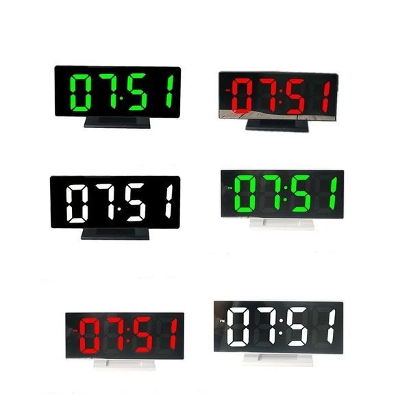 Електронний настільний дзеркальний LED-годинник DS-3618L зелений підсвітка 6DS/3618LG фото