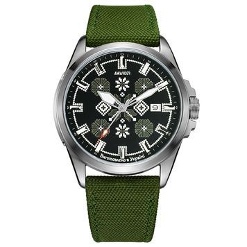 Awarder Embroidery Silver-Army Green Green Automatic 10ATM 1202-0018 фото