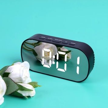 Електронний настільний дзеркальний LED-годинник DT-6506 білий підсвітка 6DS/65062 фото