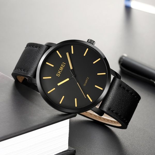 Skmei 1984LGD Gold-leather belt 1080-2362 фото