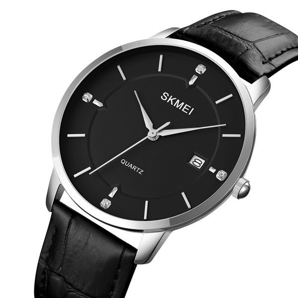 Skmei 1801LSIBK Silver-Black Leather 1080-1633 фото