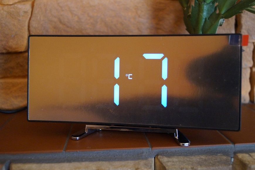 Електронний настільний дзеркальний LED-годинник DT-6507 білий підсвітка 65071 фото